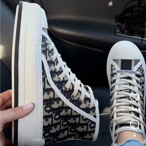 Dior Women's Black and White High-Top Sneakers